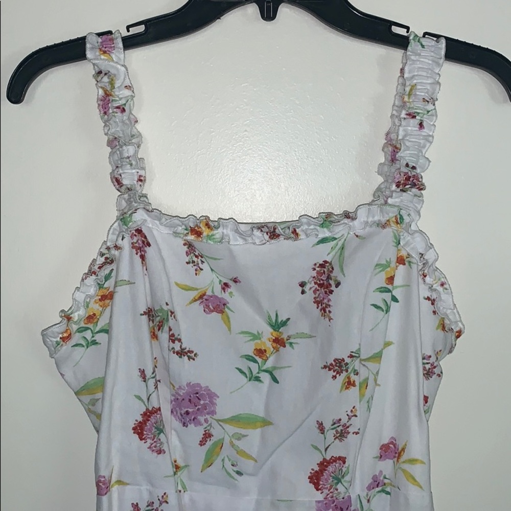 LA Hearts Linen Ruffle White Floral Spring Mini Dress - Picture 8 of 11